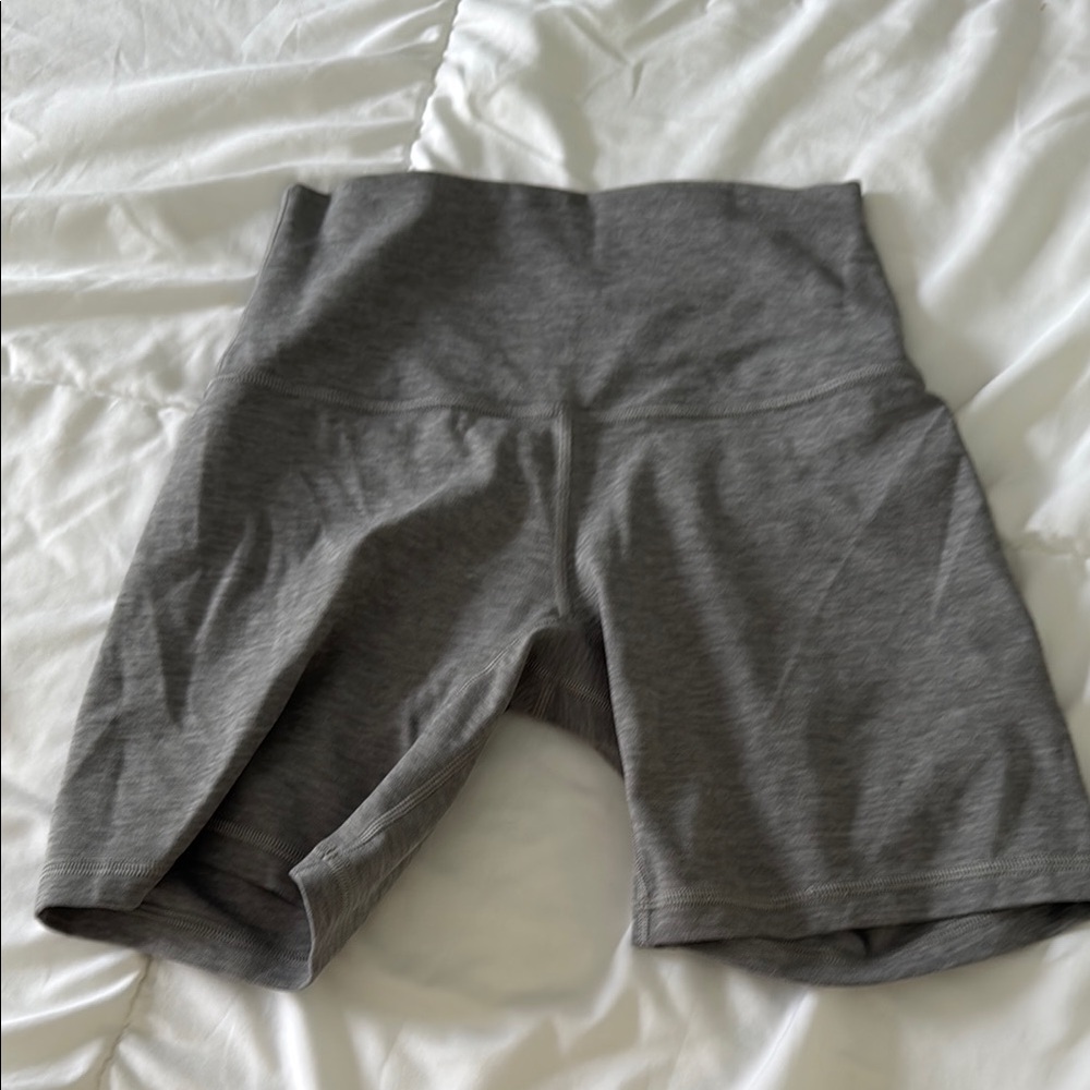 Gray Bike Shorts Stretchy High-Rise Waistband